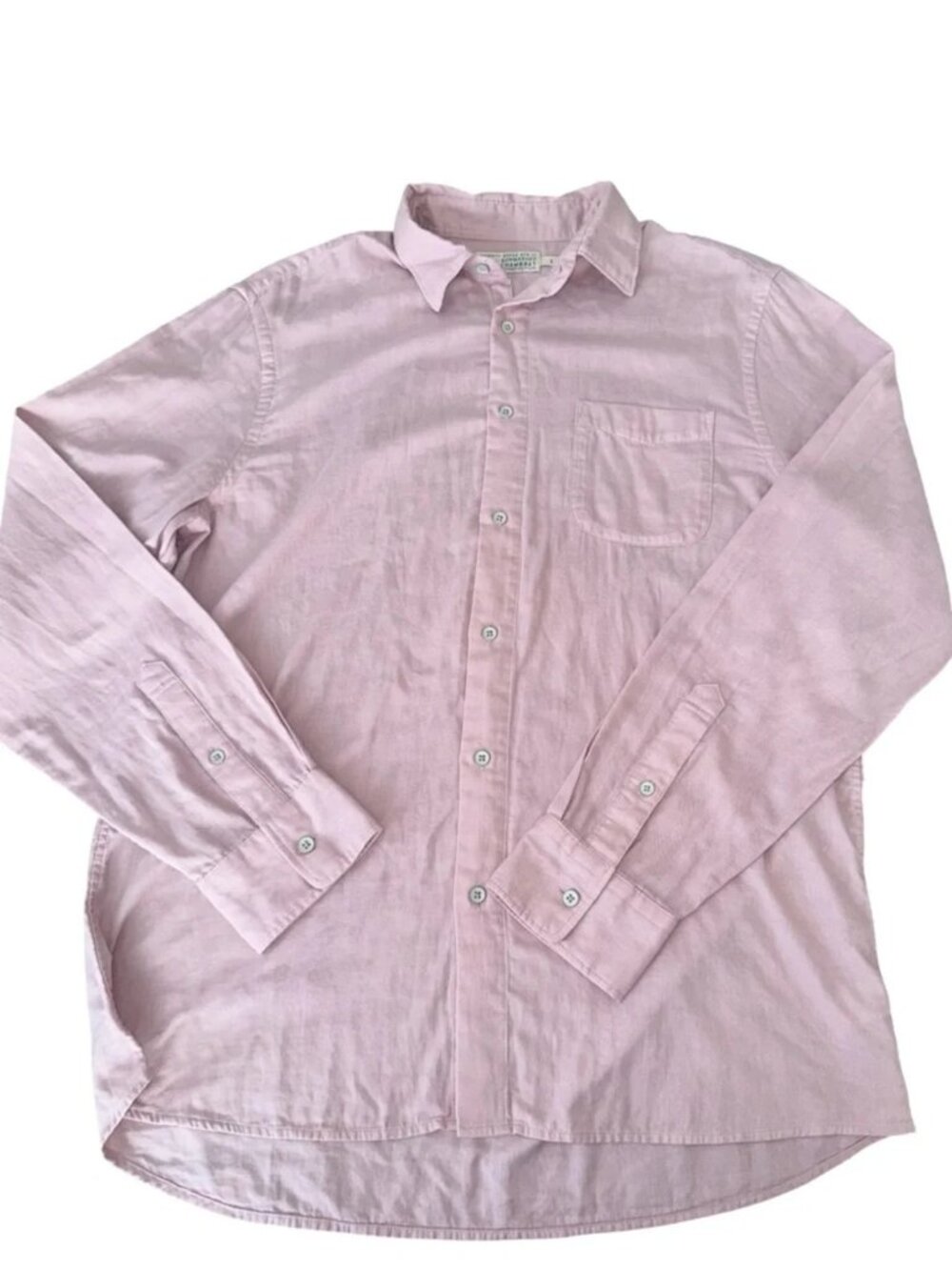 Faherty Sunwashed Chambray Shirt: Pink Sz L - Picture 6 of 9